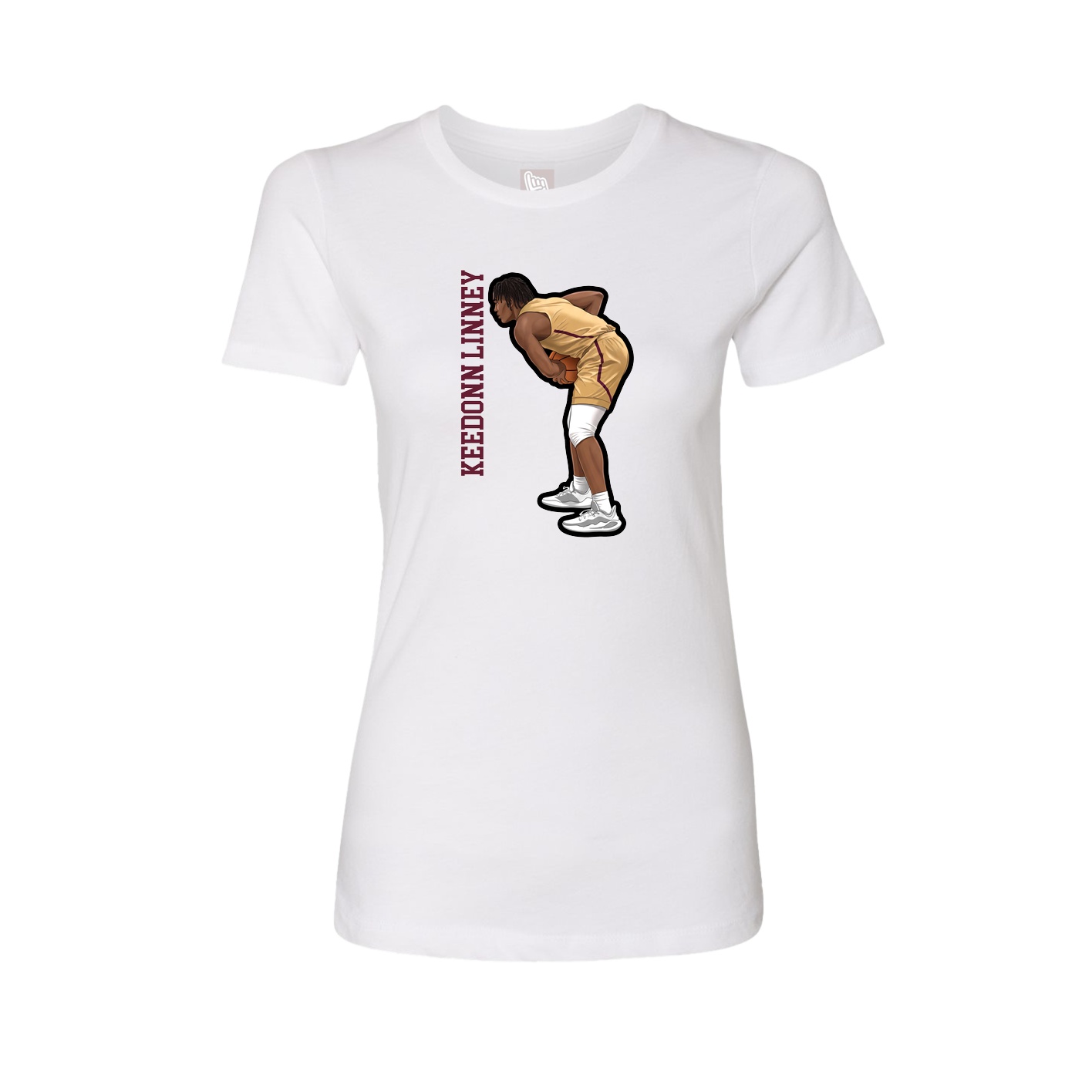 Fitted Women's Tee — Name Vertical in White