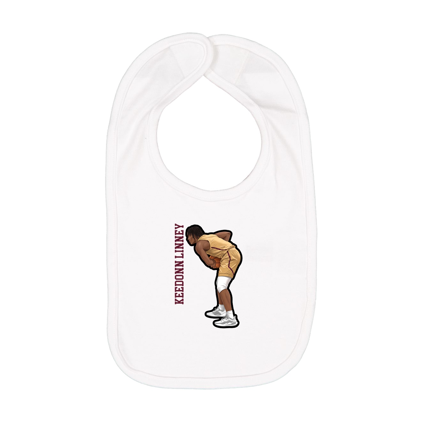 Infant Bib — Name Vertical in White
