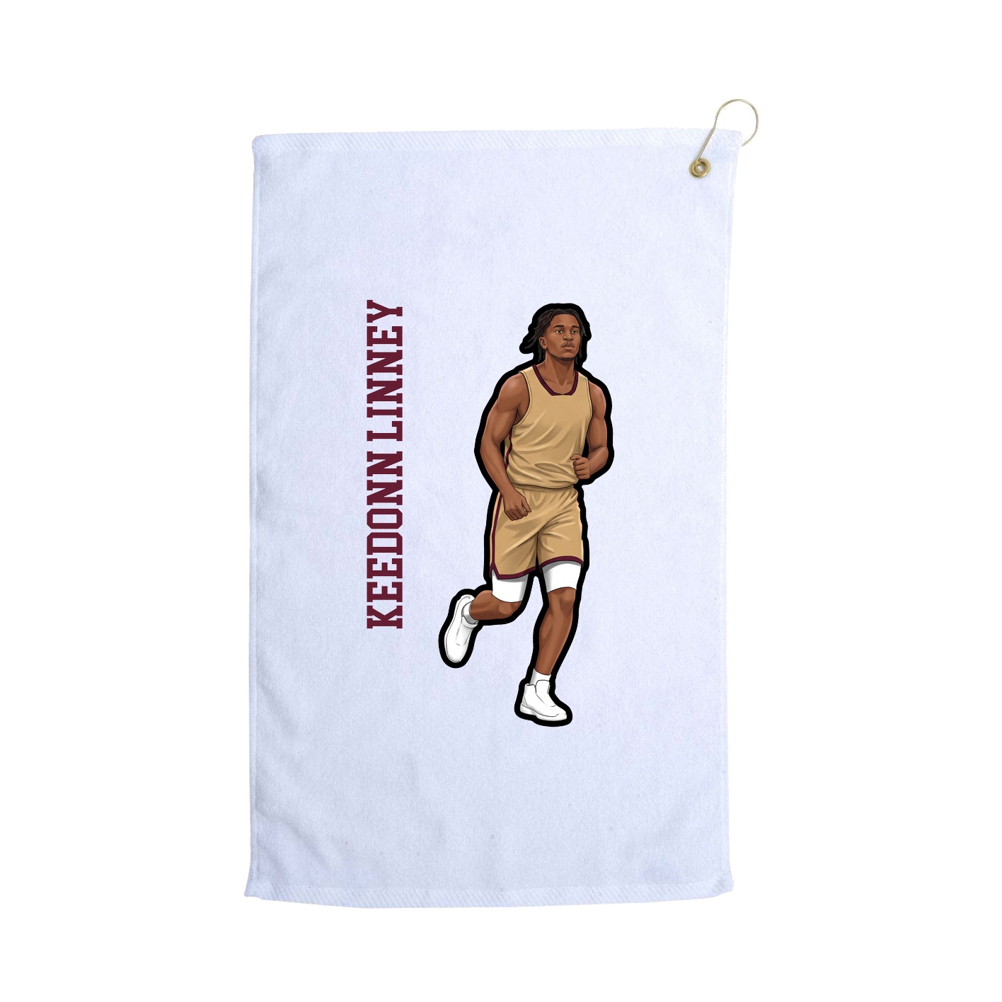 Golf Towel — Name Vertical in White