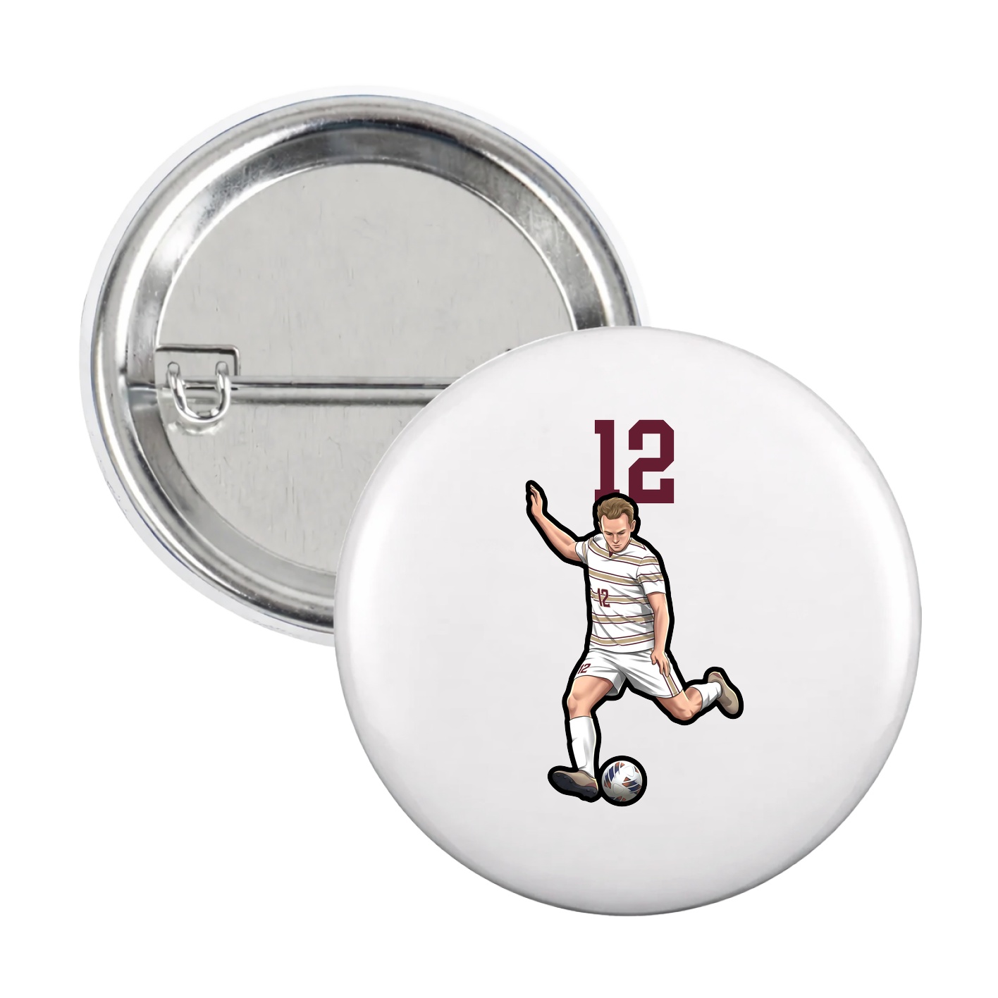 Game Day Button — Number Top in White