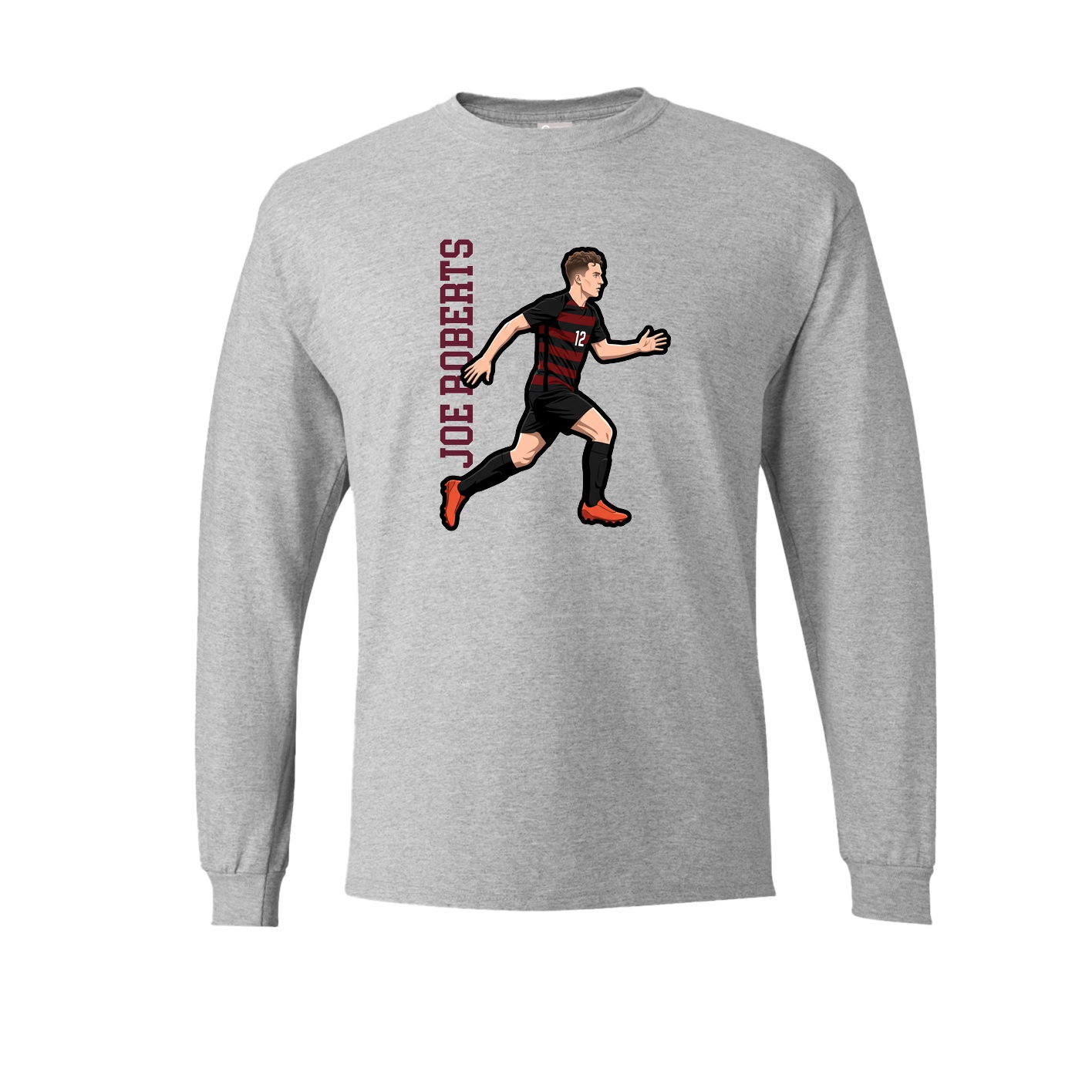 Long Sleeve Tee — Name Vertical in Grey