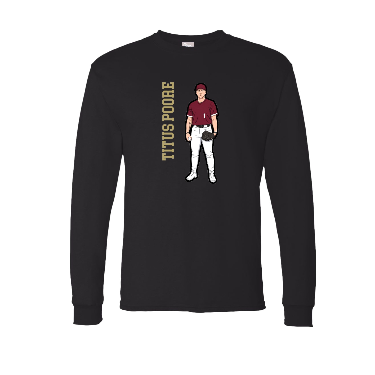 Long Sleeve Tee — Name Vertical in Black
