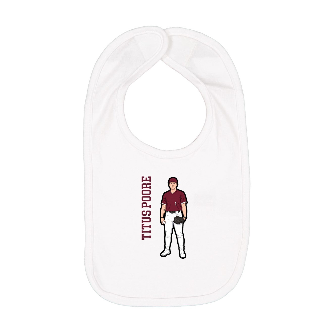 Infant Bib — Name Vertical in White