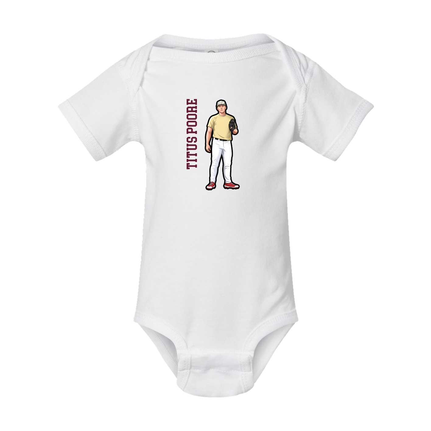 Baby Onesie — Name Vertical in White