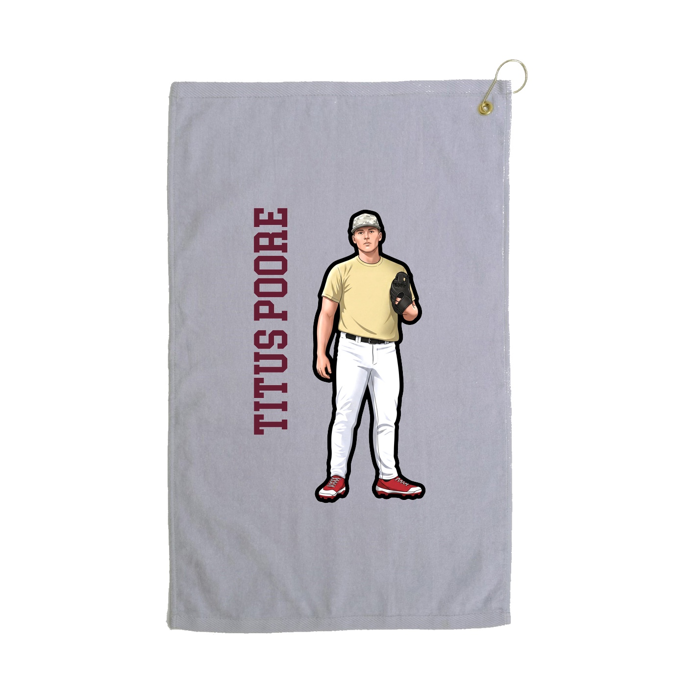Golf Towel — Name Vertical in Grey