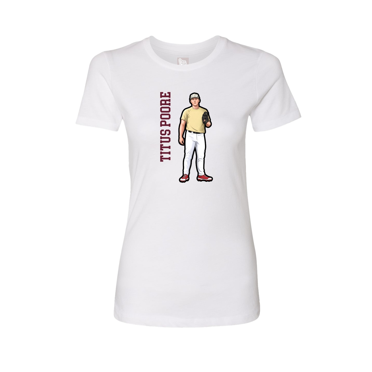 Fitted Women's Tee — Name Vertical in White