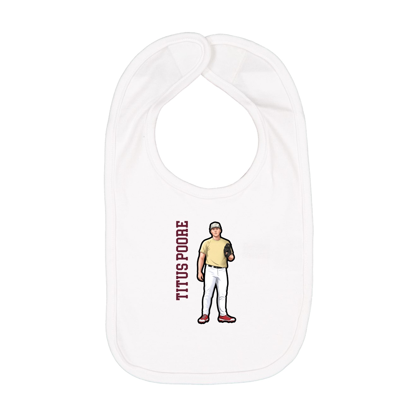 Infant Bib — Name Vertical in White