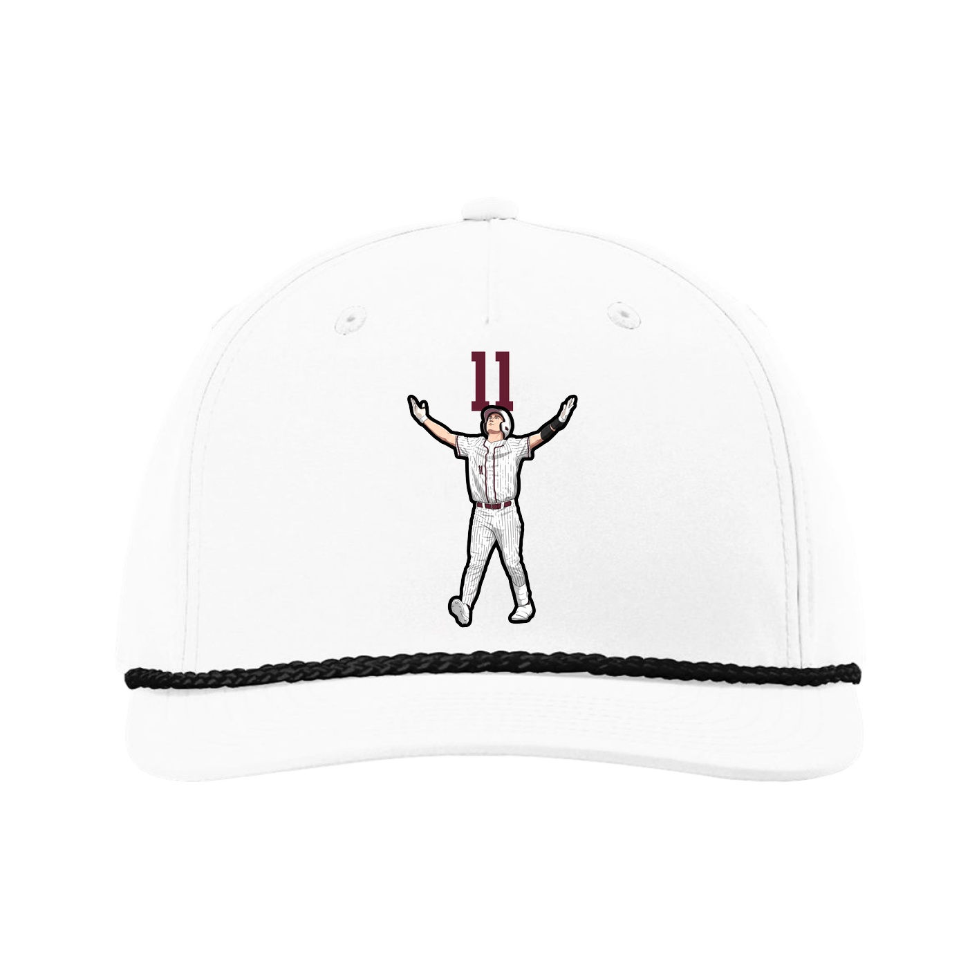 Five-Panel Classic Rope Cap — Number Top in White