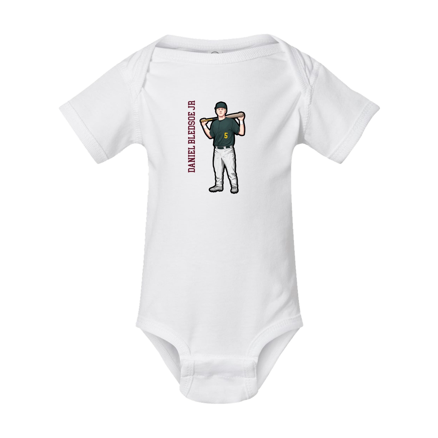 Baby Onesie — Name Vertical in White