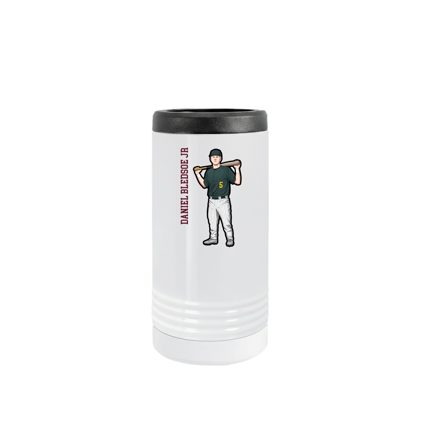 Slim Beverage Holder — Name Vertical in White