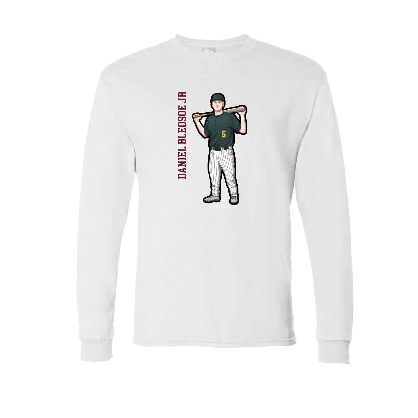 Long Sleeve Tee — Name Vertical in White