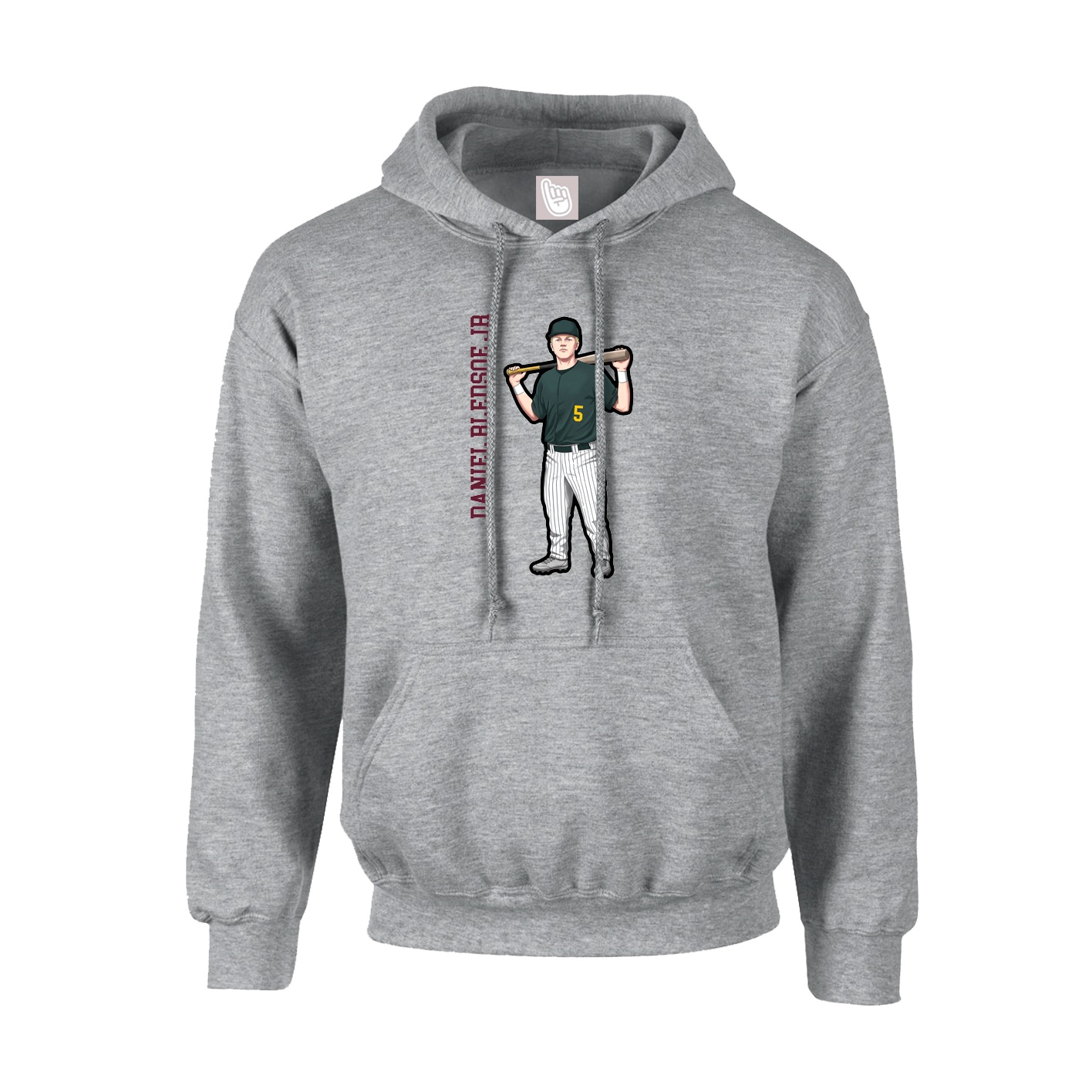 Youth Hoodie — Name Vertical in Grey