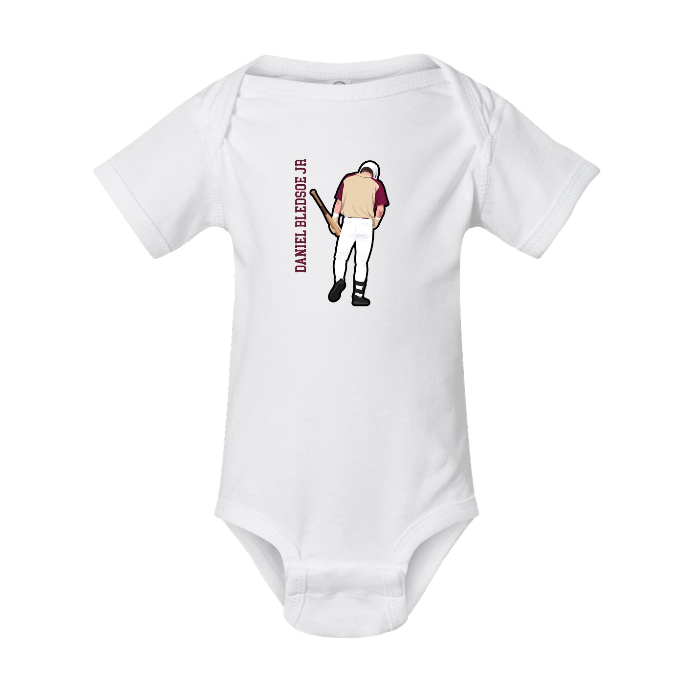Baby Onesie — Name Vertical in White