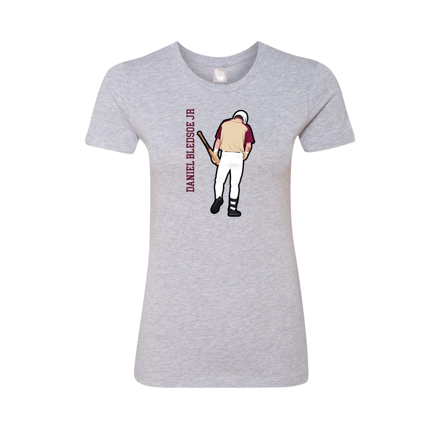 Fitted Women's Tee — Name Vertical in Grey