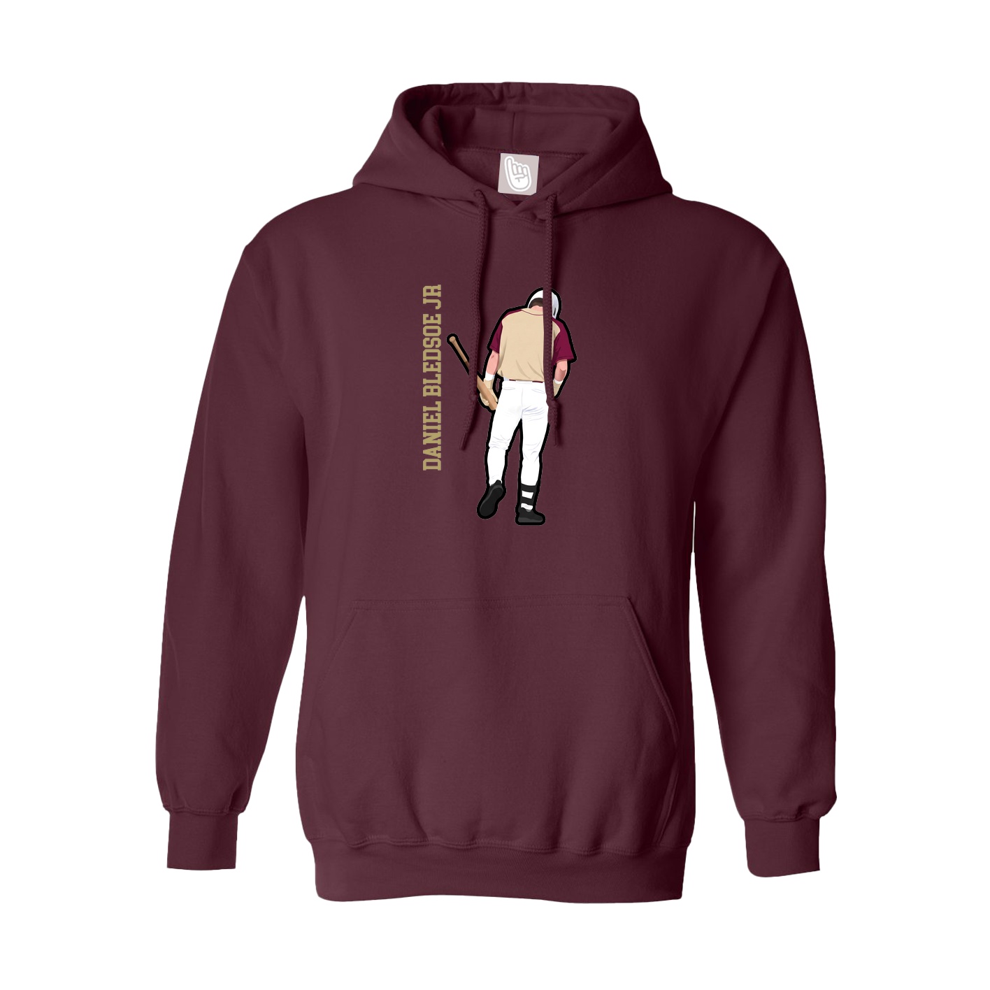 Youth Hoodie — Name Vertical in Maroon