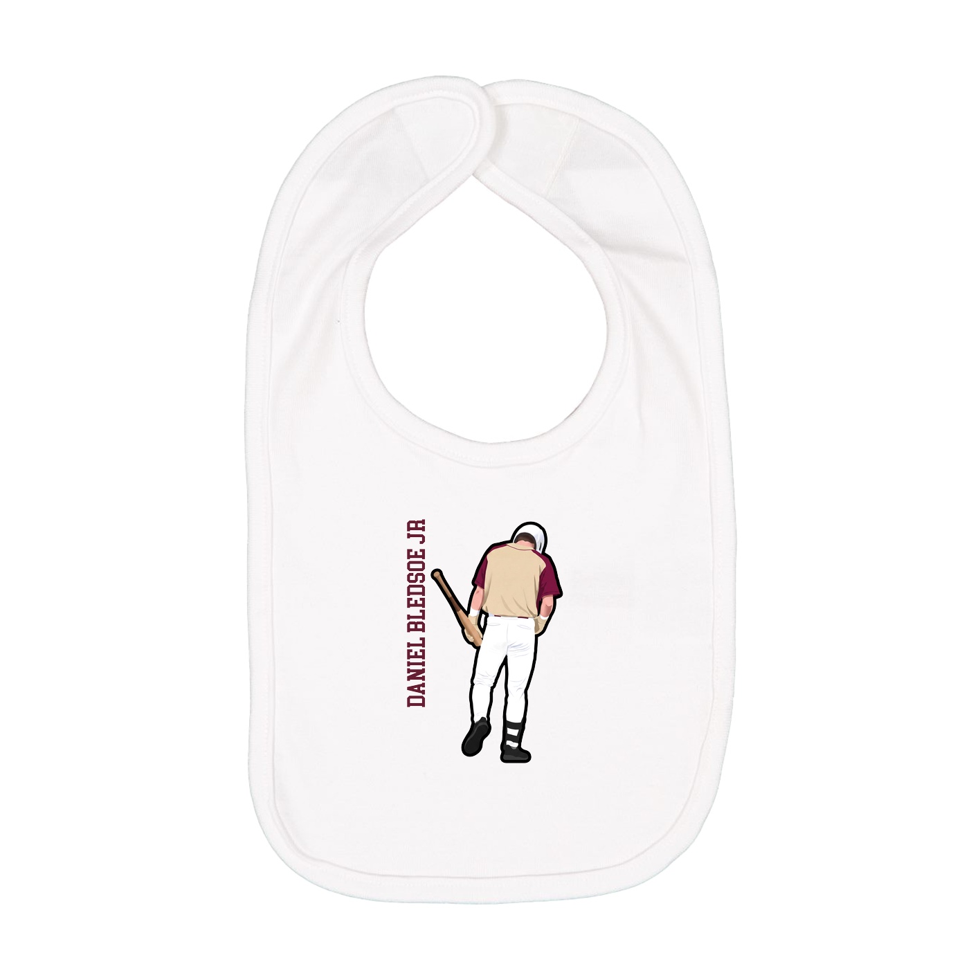 Infant Bib — Name Vertical in White