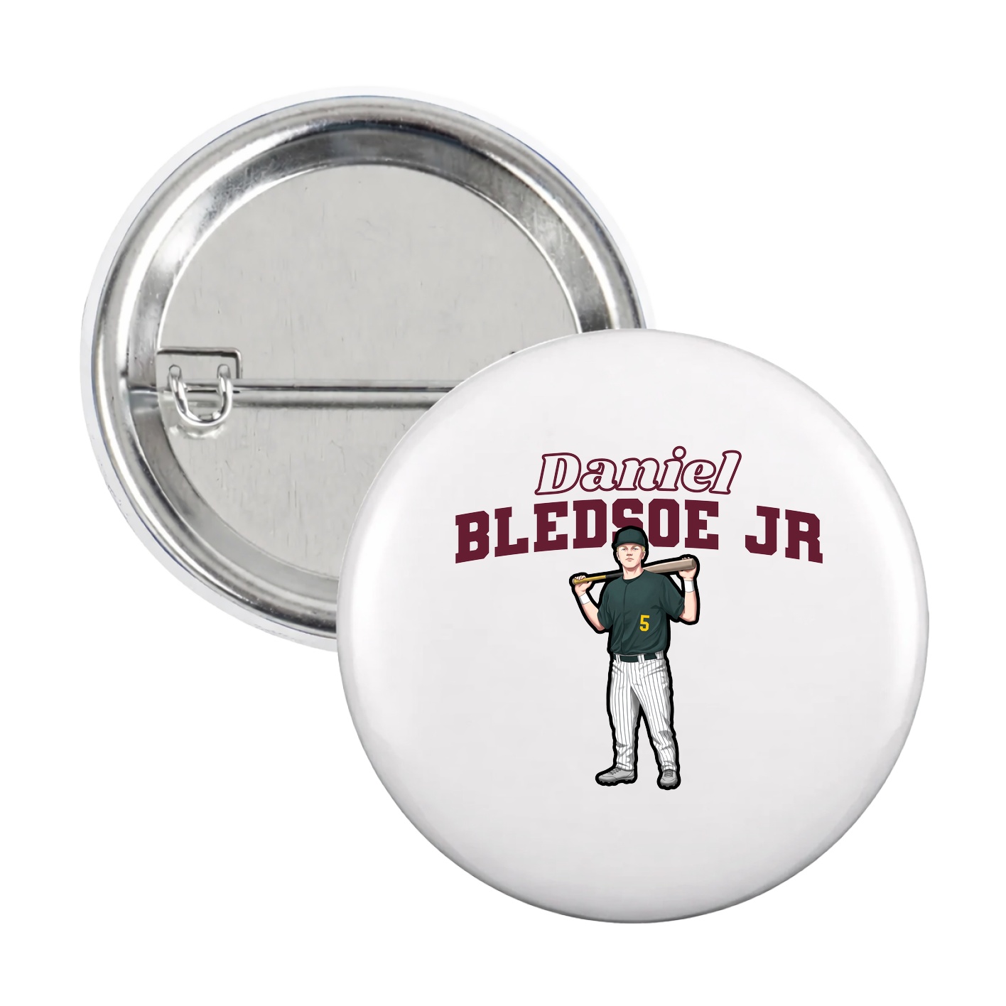 Game Day Button — Name Arch in White