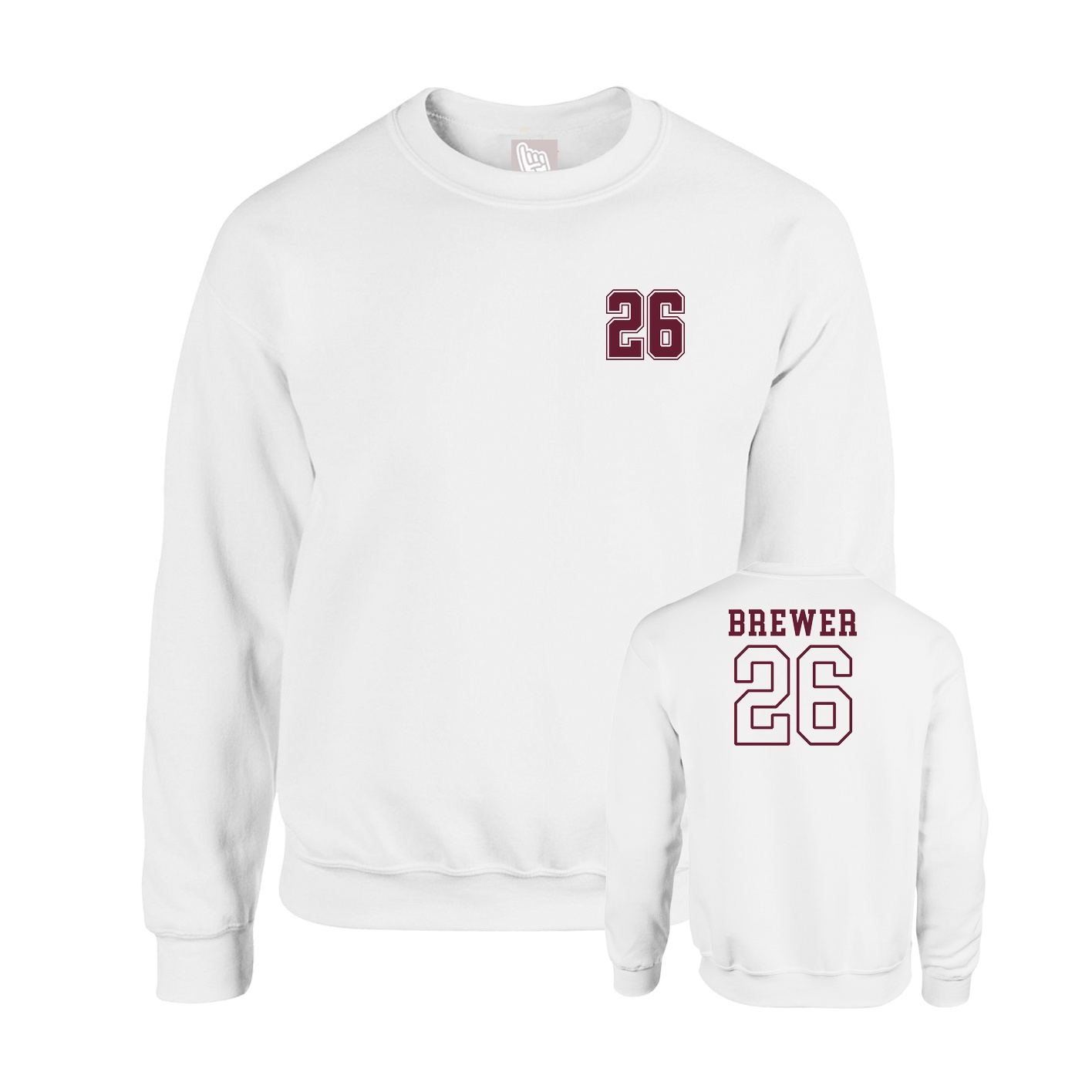 Fleece Crew — Chest Back in White