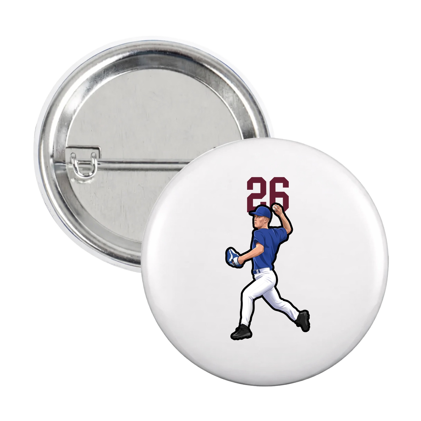 Game Day Button — Number Top in White