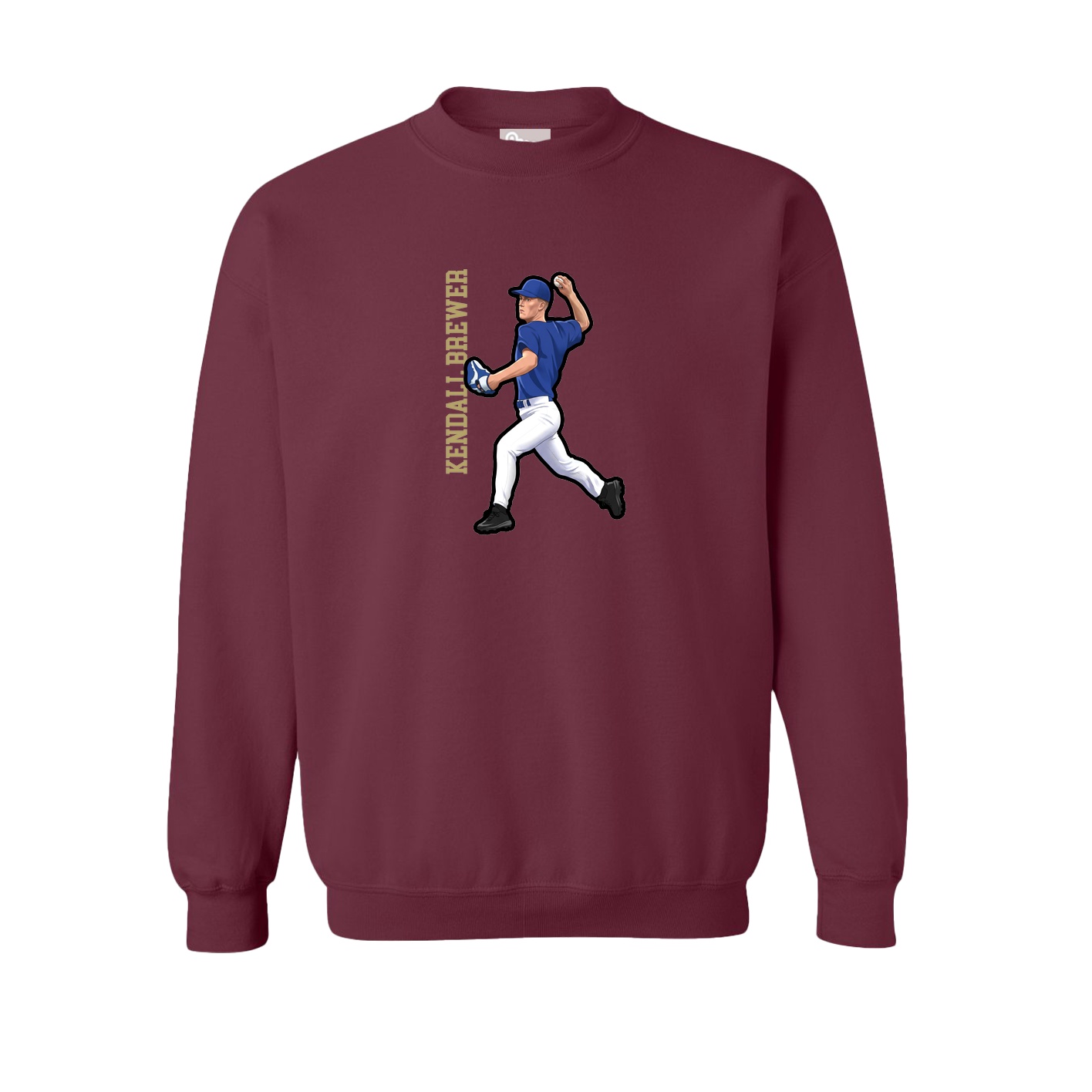 Fleece Crew — Name Vertical in Maroon