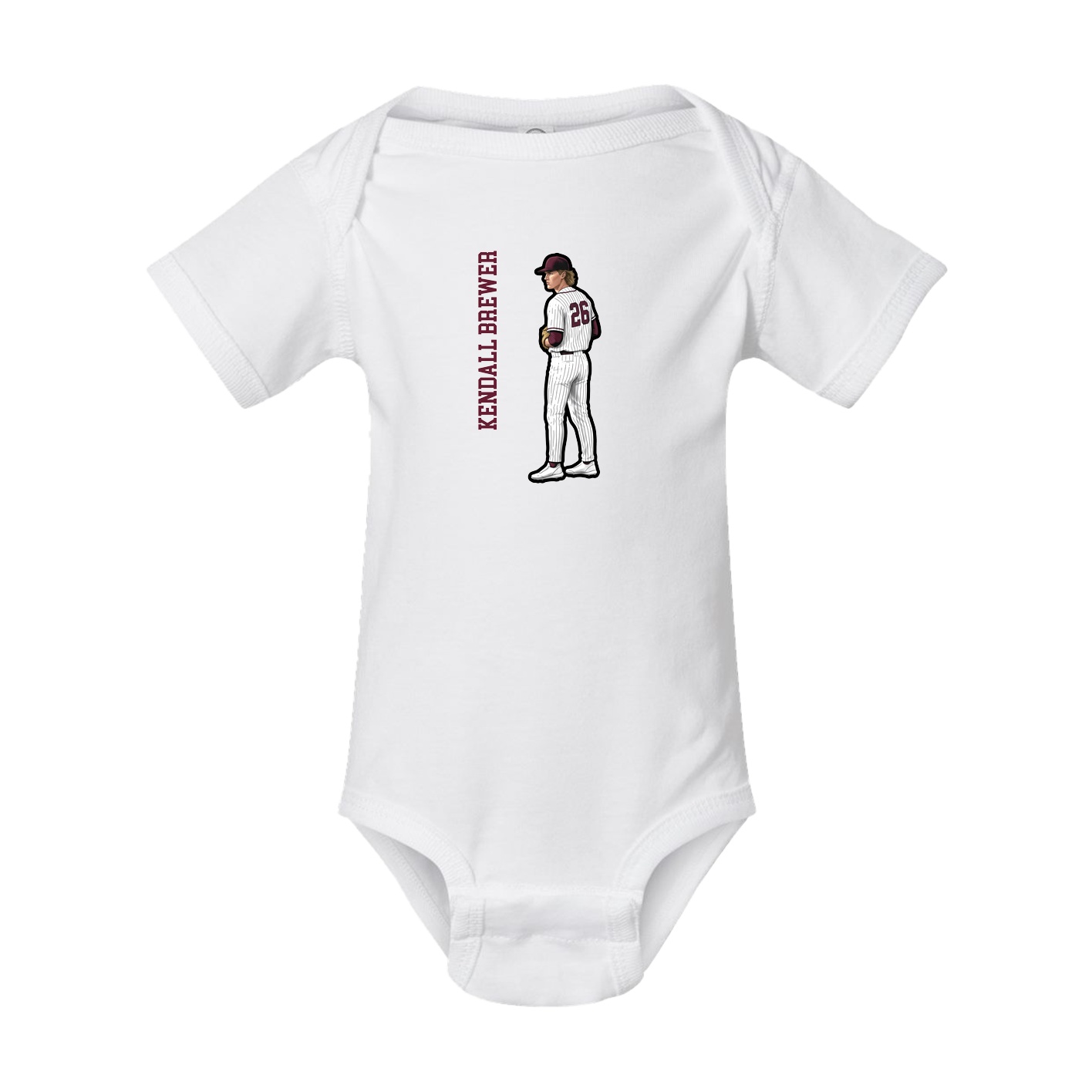 Baby Onesie — Name Vertical in White