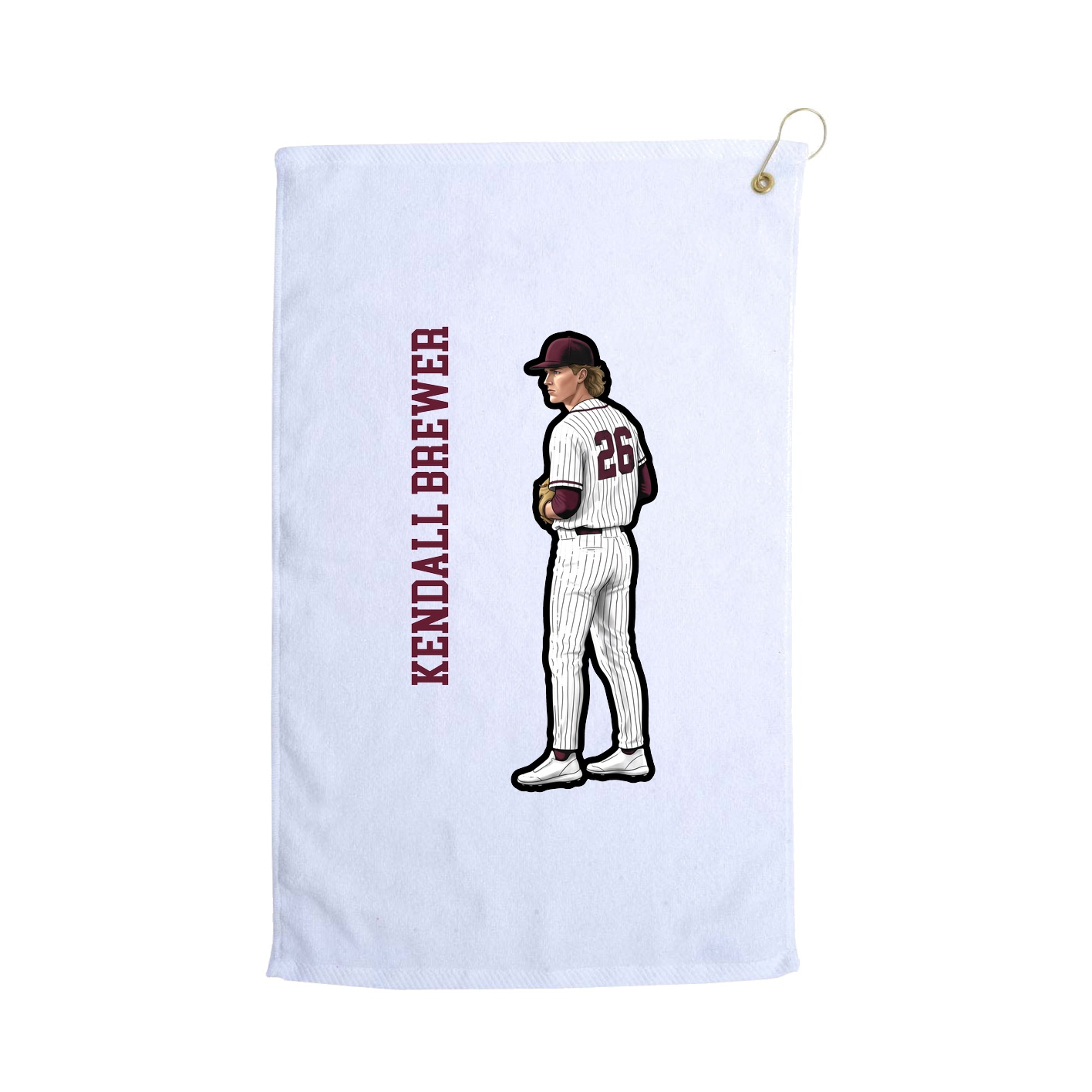 Golf Towel — Name Vertical in White