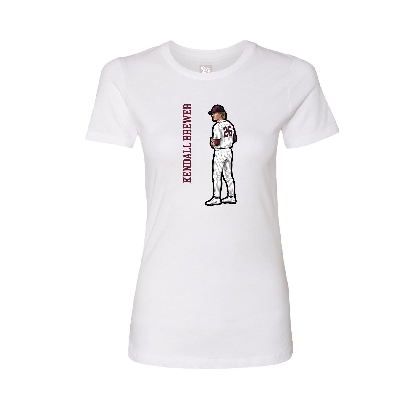 Fitted Women's Tee — Name Vertical in White
