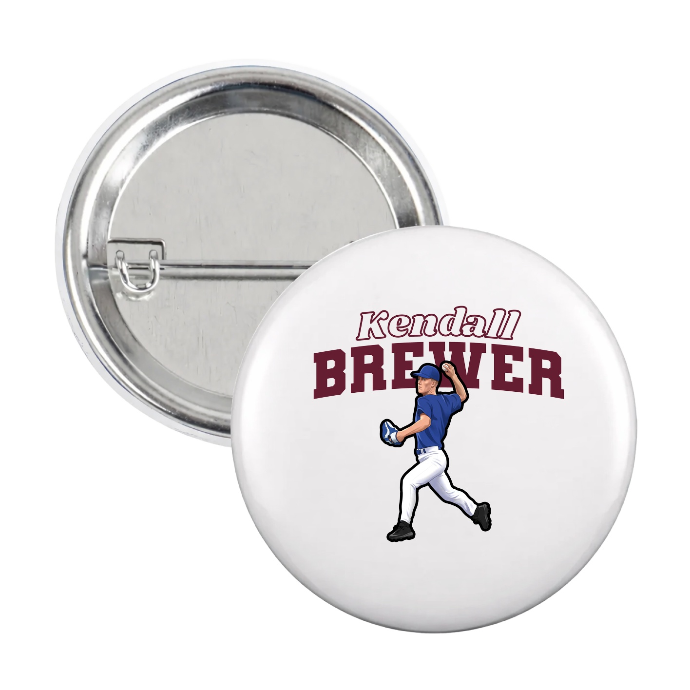 Game Day Button — Name Arch in White