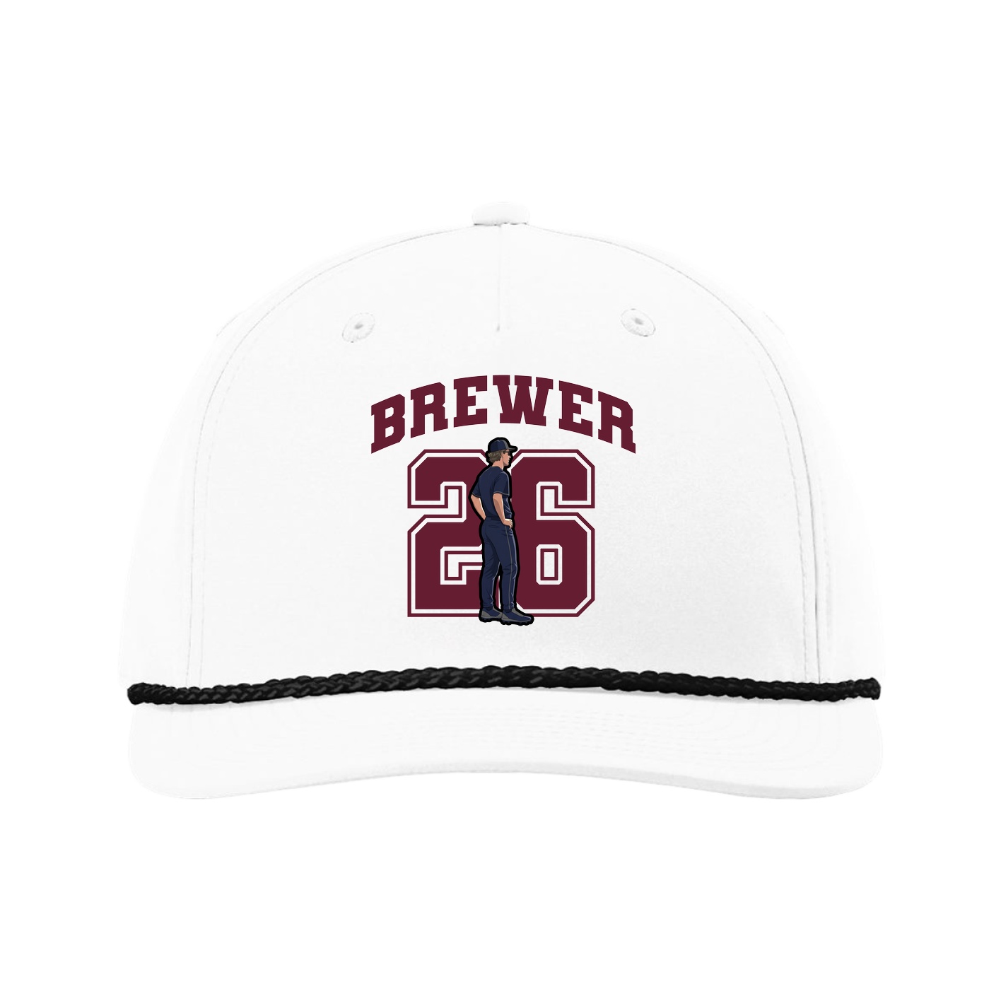 Five-Panel Classic Rope Cap — Number in White