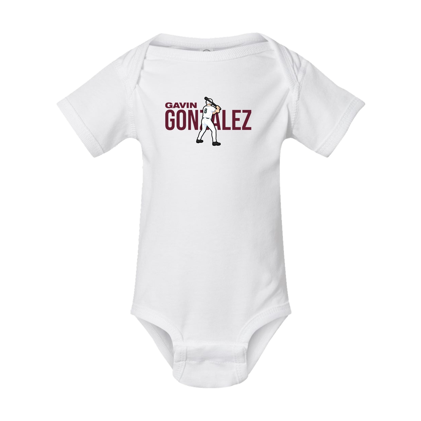 Baby Onesie — Player Name in White