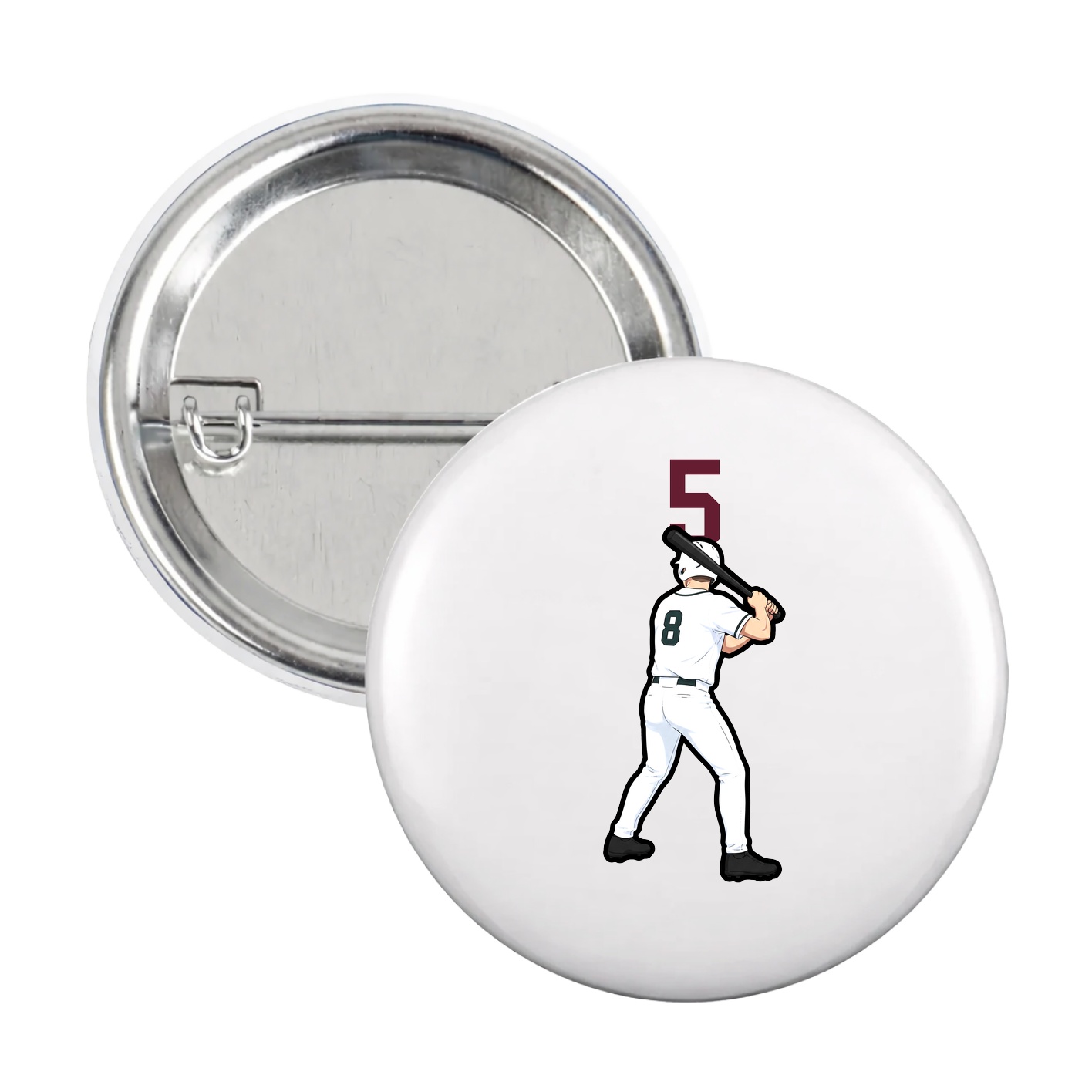 Game Day Button — Number Top in White