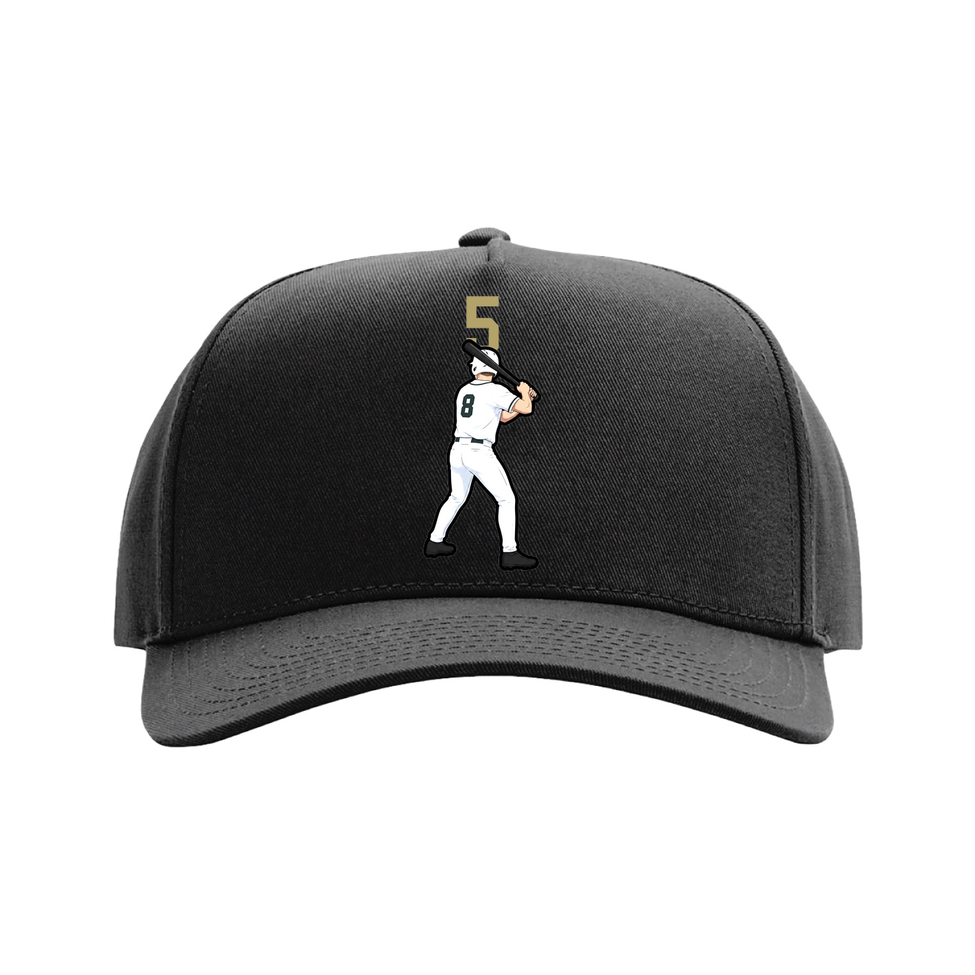 Full Fabric Five-Panel Champ Cap — Number Top in Black