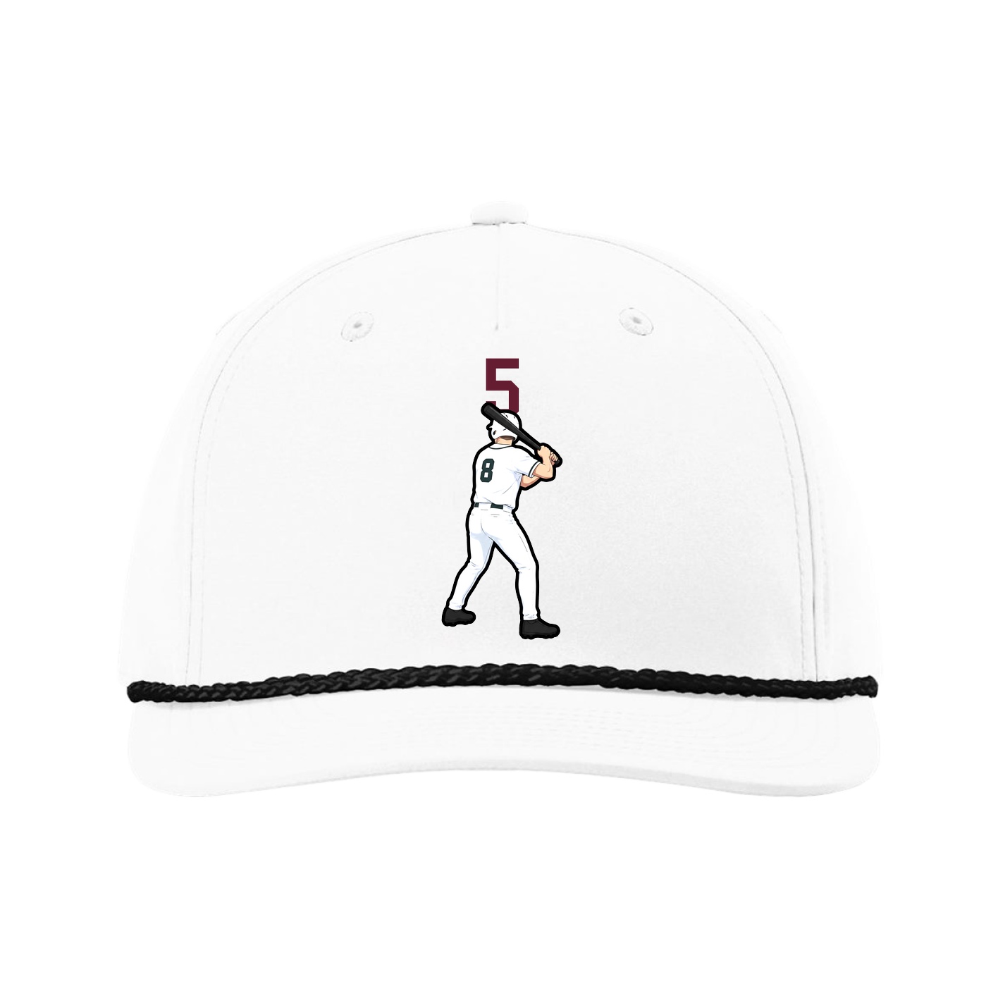 Five-Panel Classic Rope Cap — Number Top in White