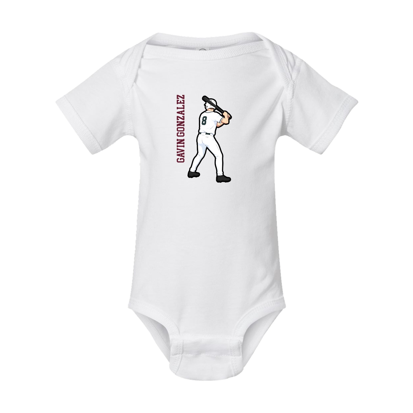 Baby Onesie — Name Vertical in White