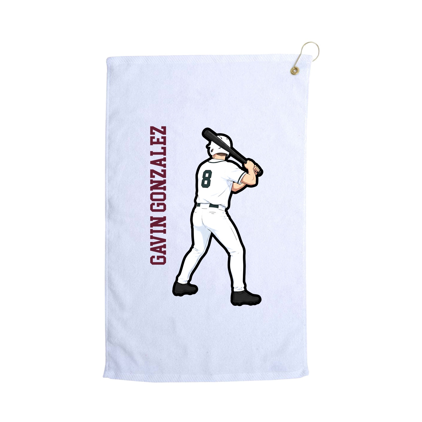 Golf Towel — Name Vertical in White