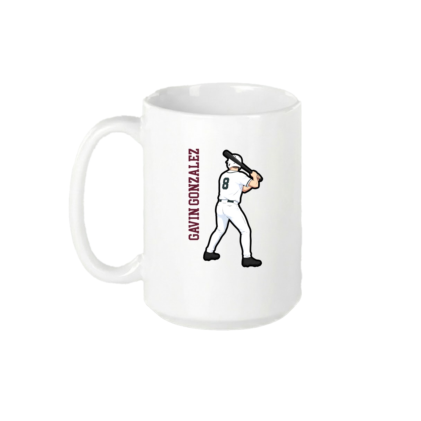 15oz Coffee Mug — Name Vertical in White