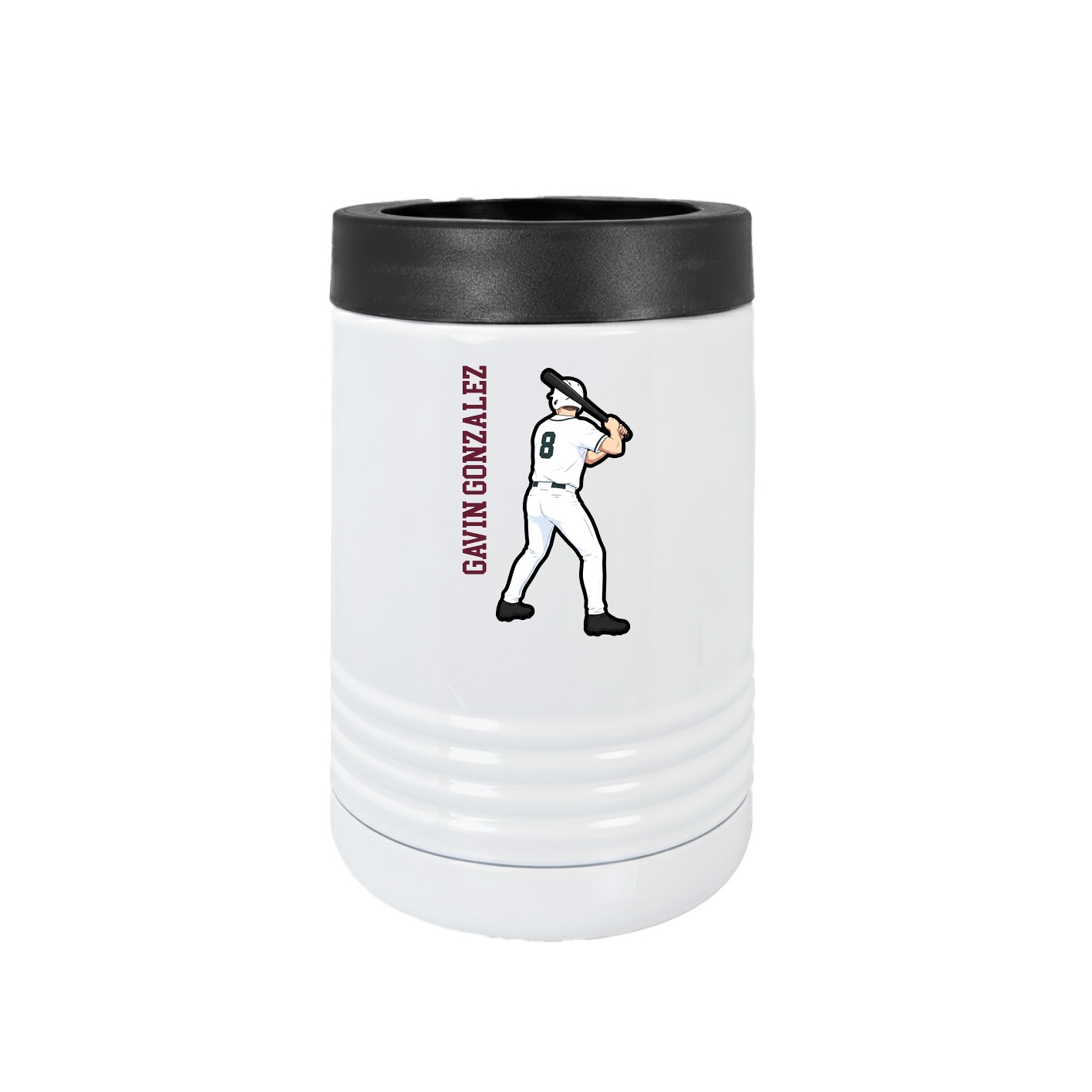 Beverage Holder — Name Vertical in White