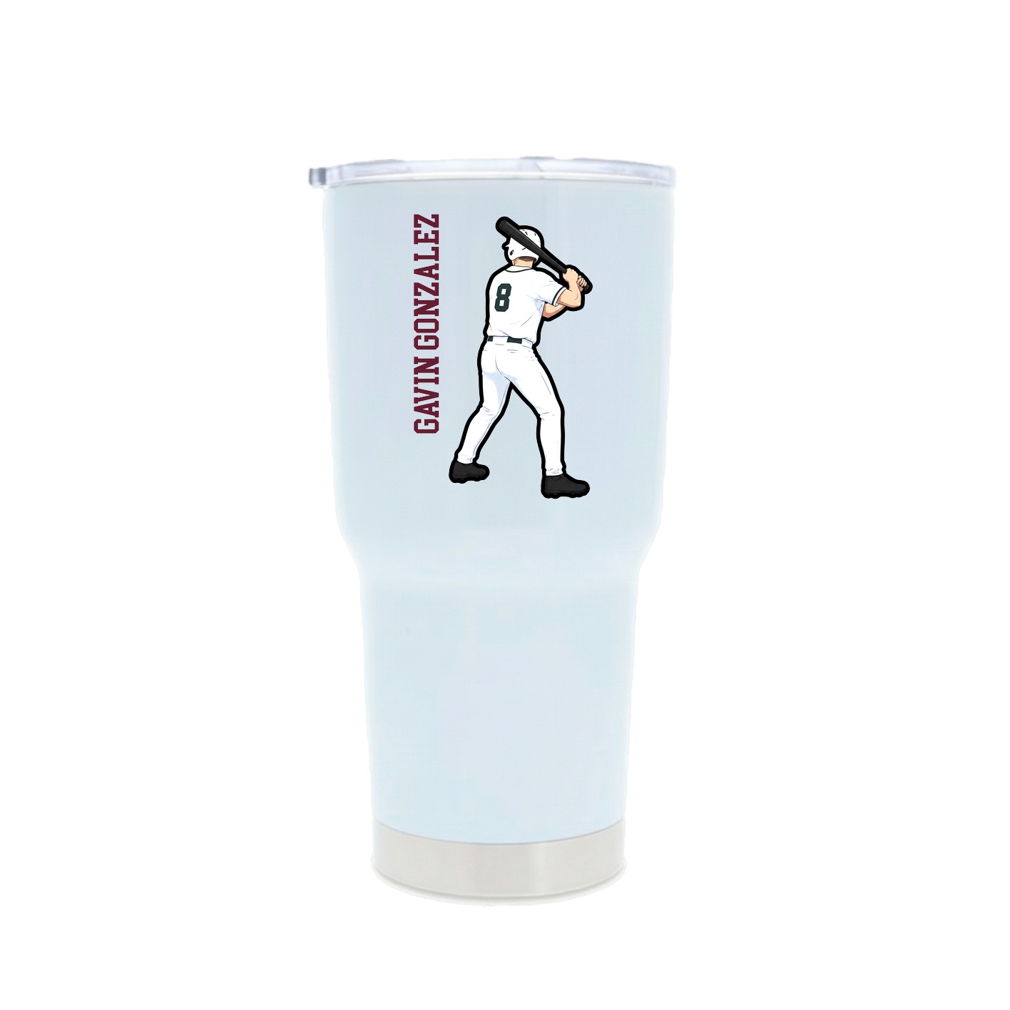 30oz Stainless Steel Tumbler — Name Vertical in White
