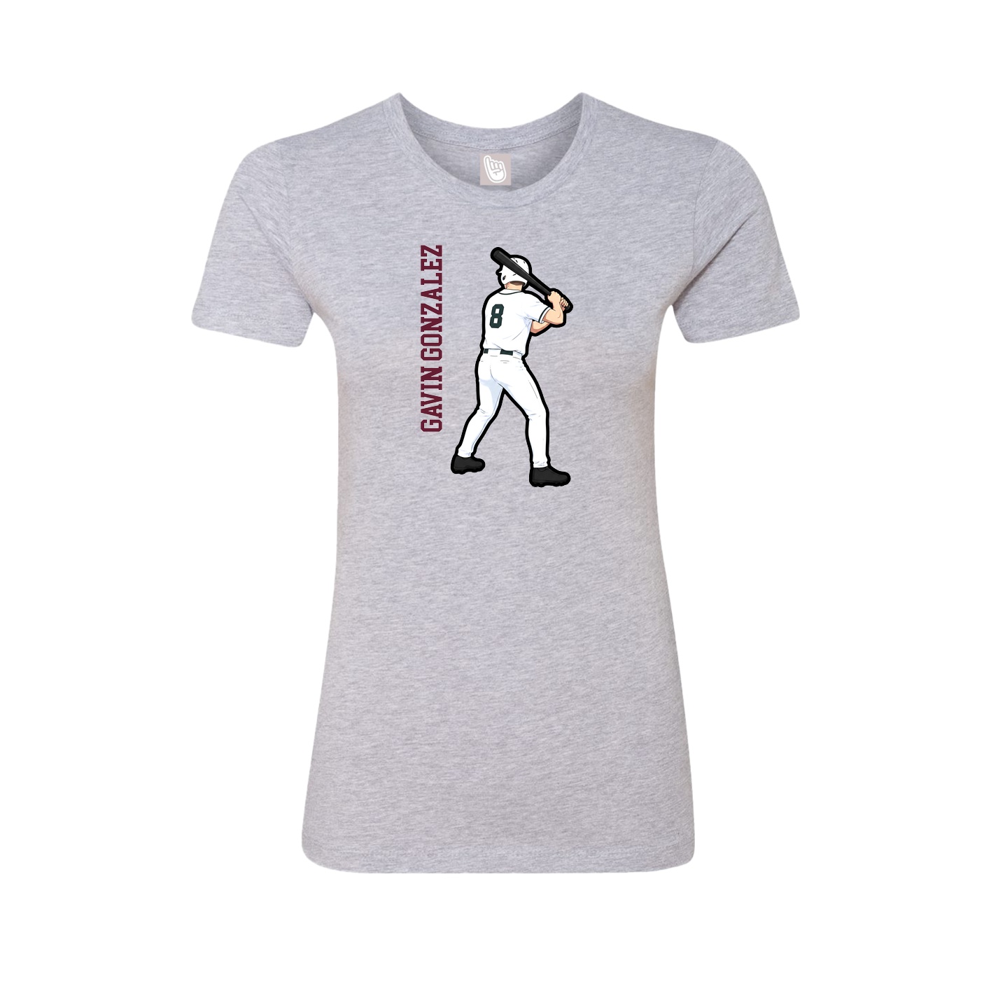 Fitted Women's Tee — Name Vertical in Grey