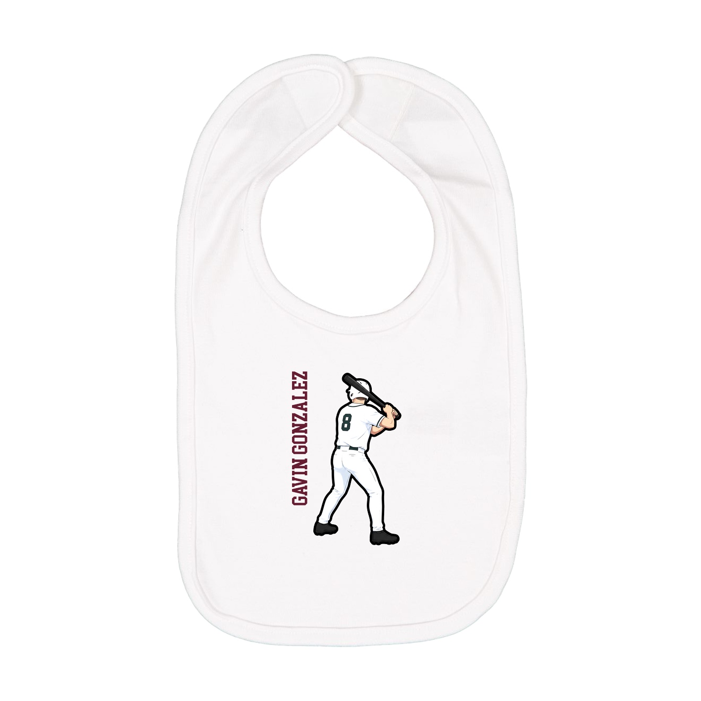 Infant Bib — Name Vertical in White