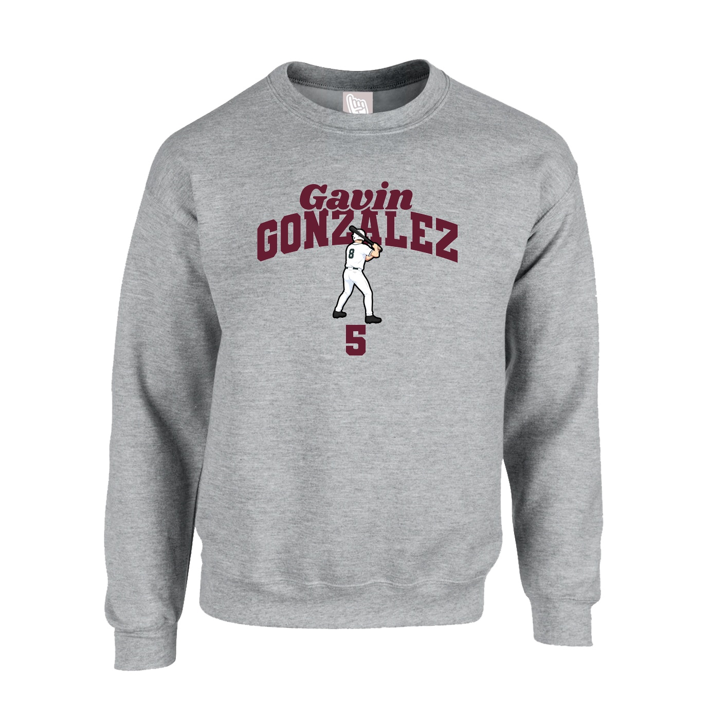 Fleece Crew — Signature Arch in Grey