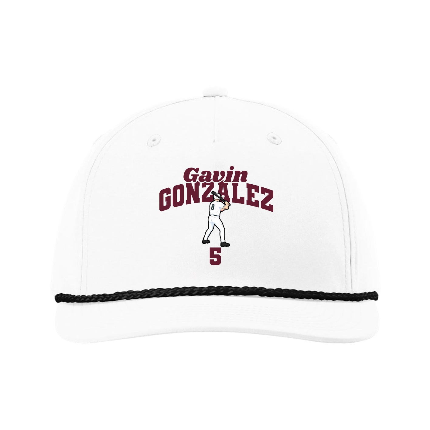 Five-Panel Classic Rope Cap — Signature Arch in White