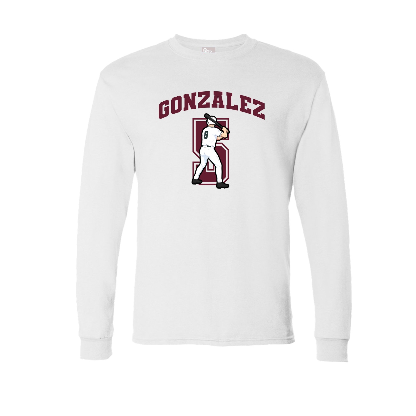 Long Sleeve Tee — Number in White