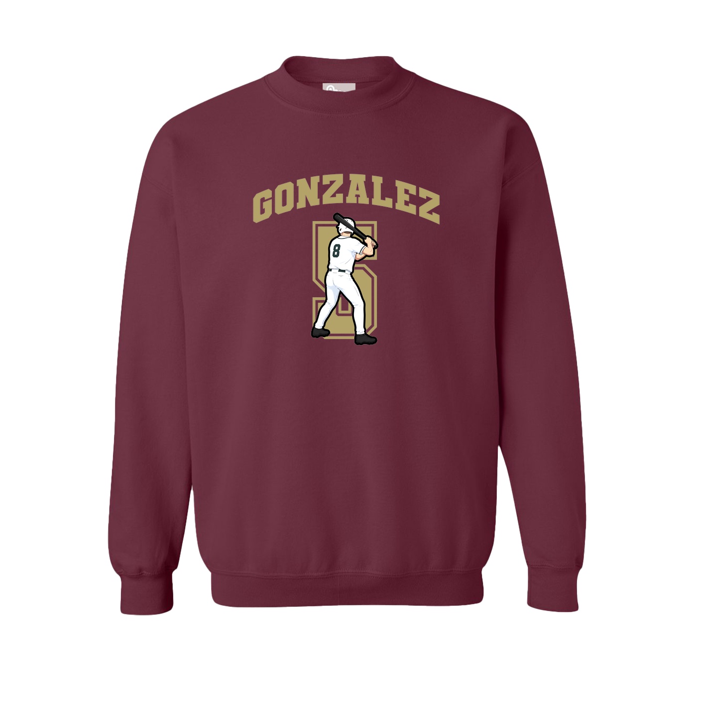 Fleece Crew — Number in Maroon