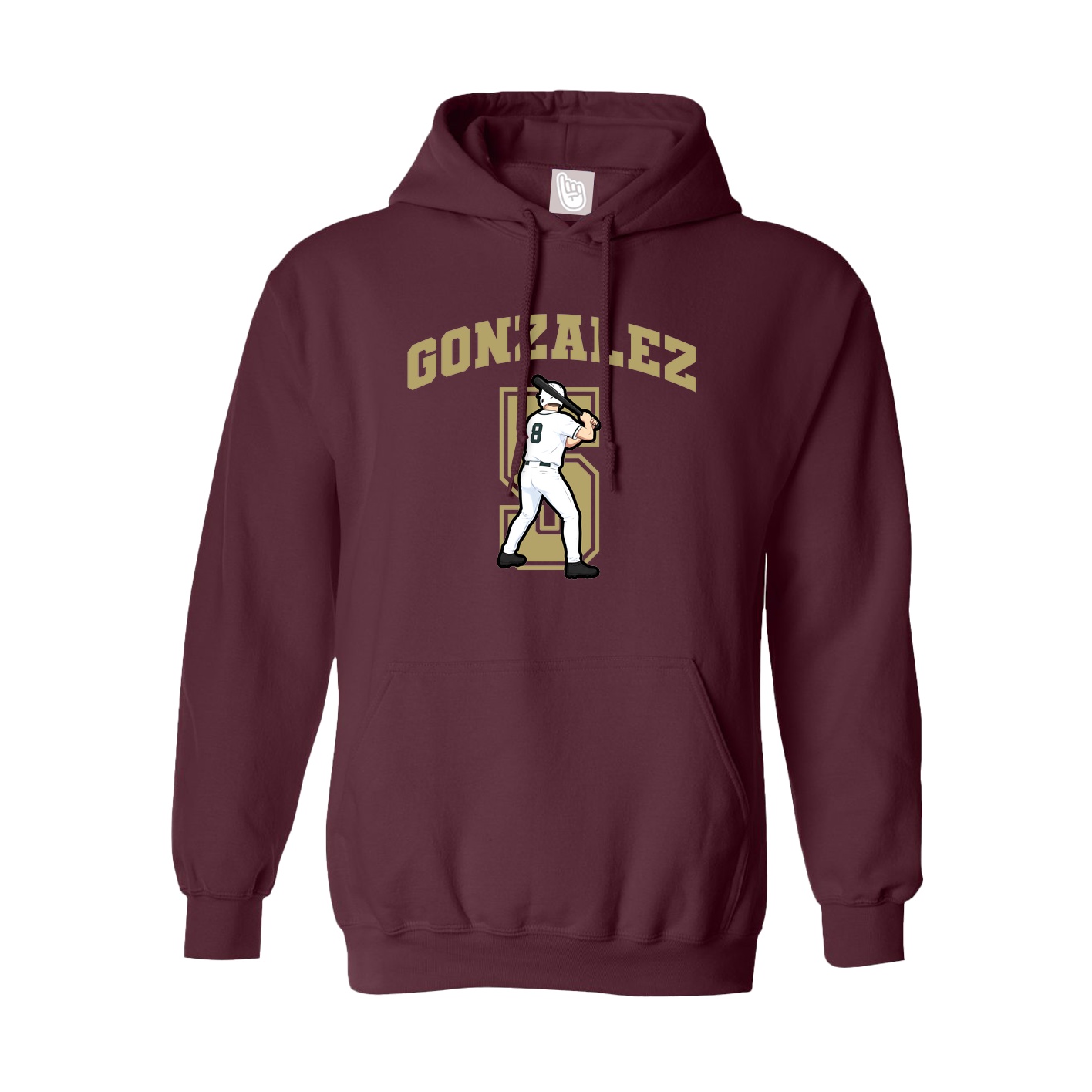 Youth Hoodie — Number in Maroon