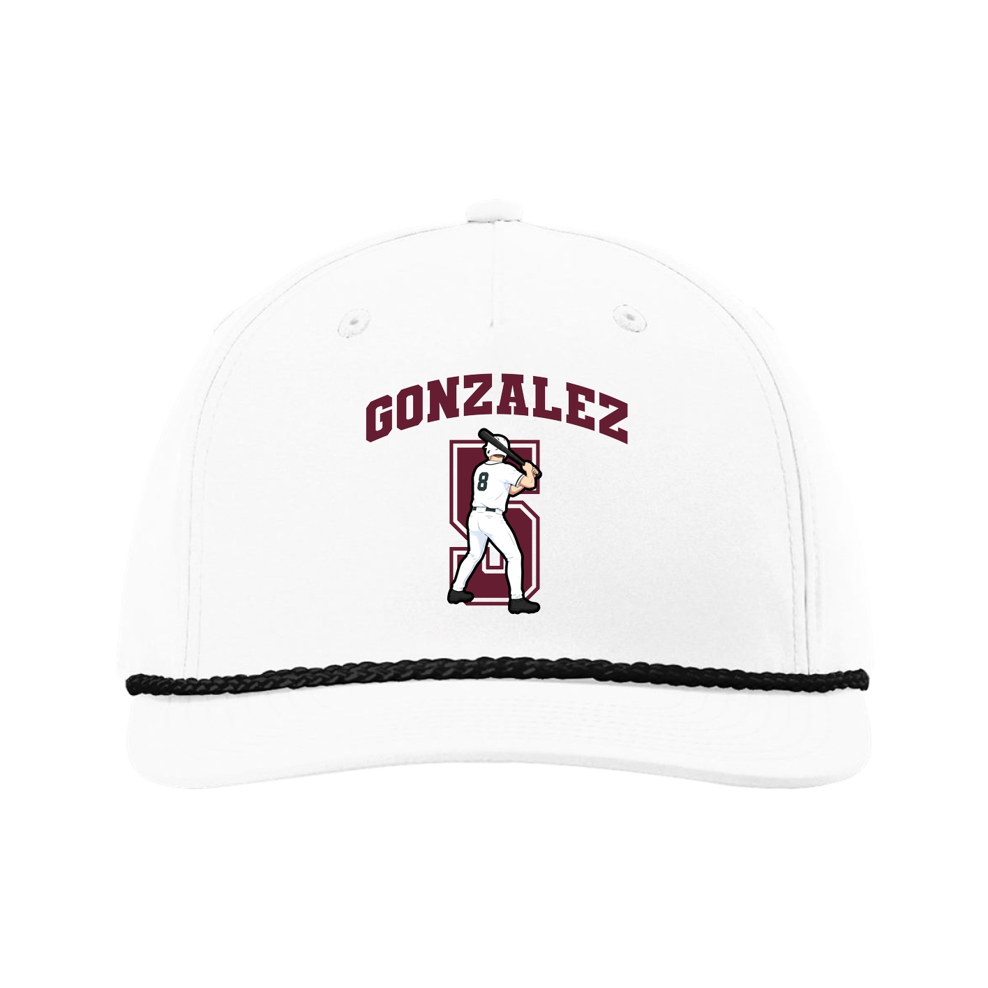 Five-Panel Classic Rope Cap — Number in White