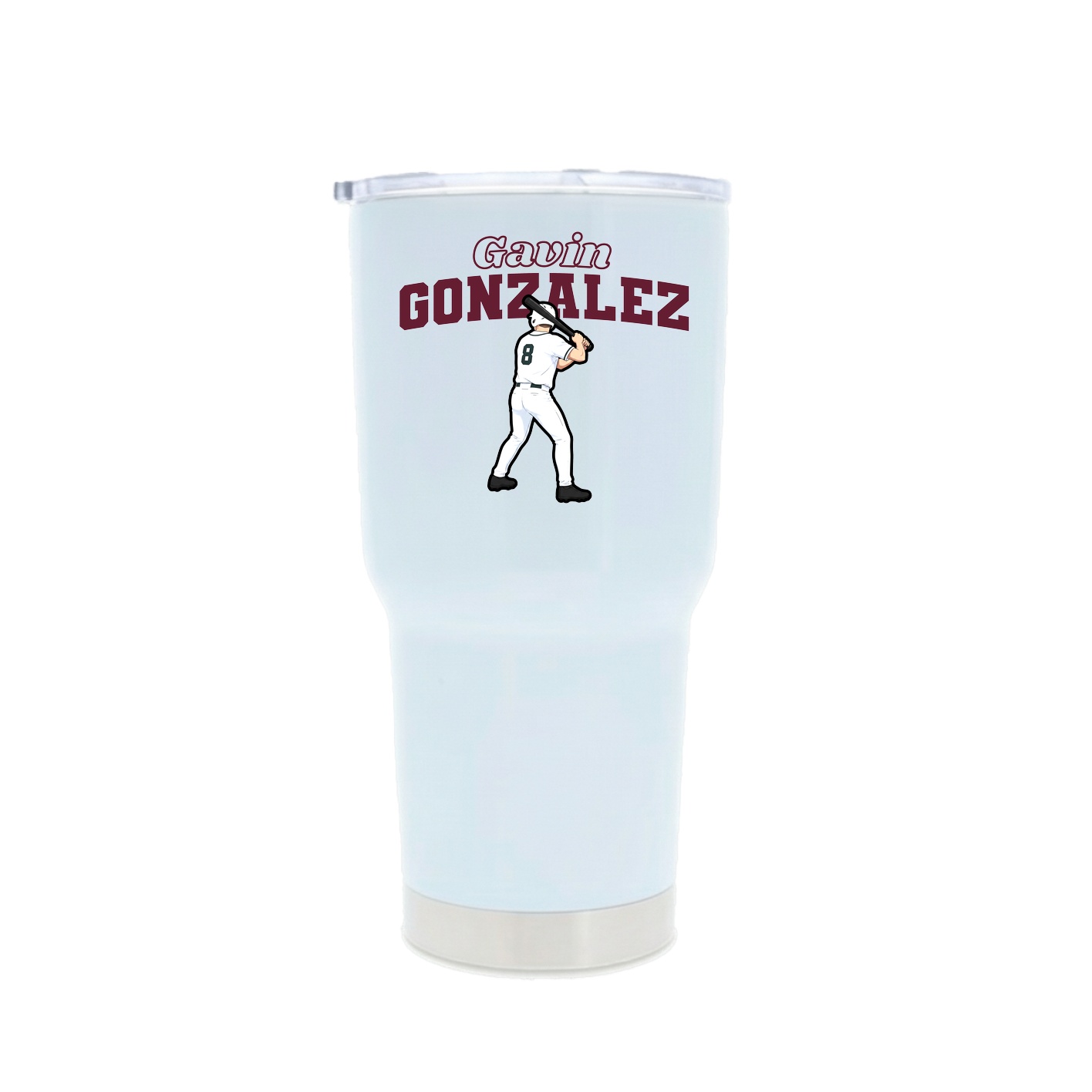 30oz Stainless Steel Tumbler — Name Arch in White