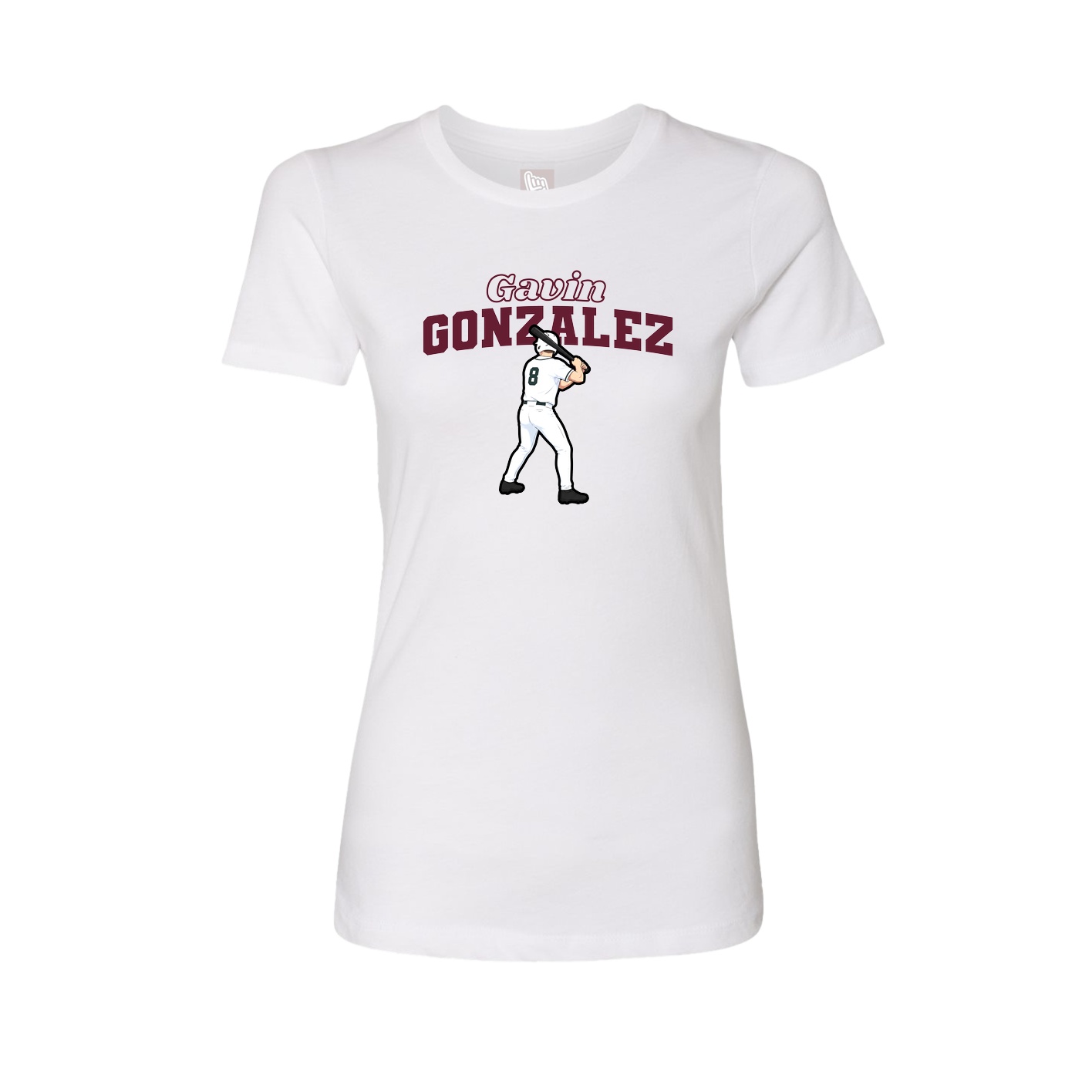 Fitted Women's Tee — Name Arch in White