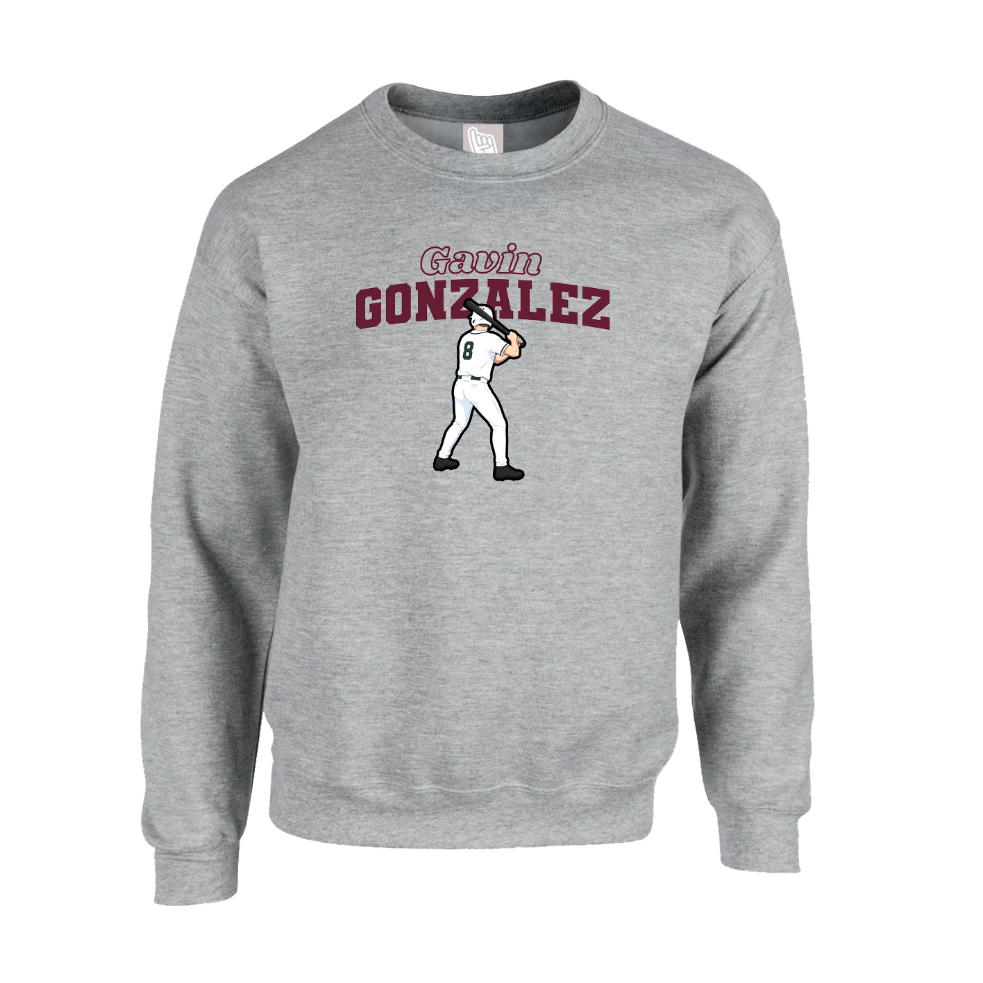 Fleece Crew — Name Arch in Grey