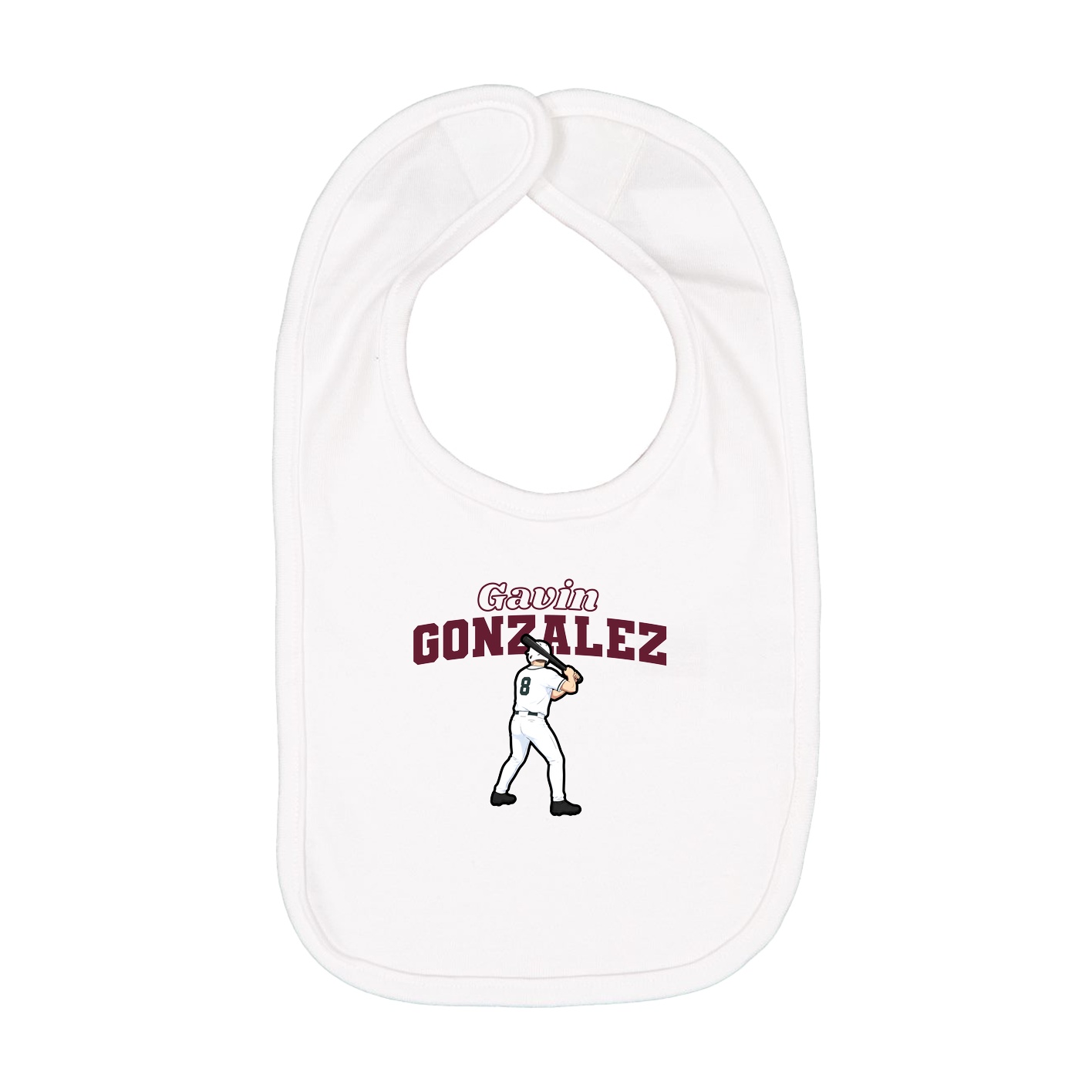 Infant Bib — Name Arch in White